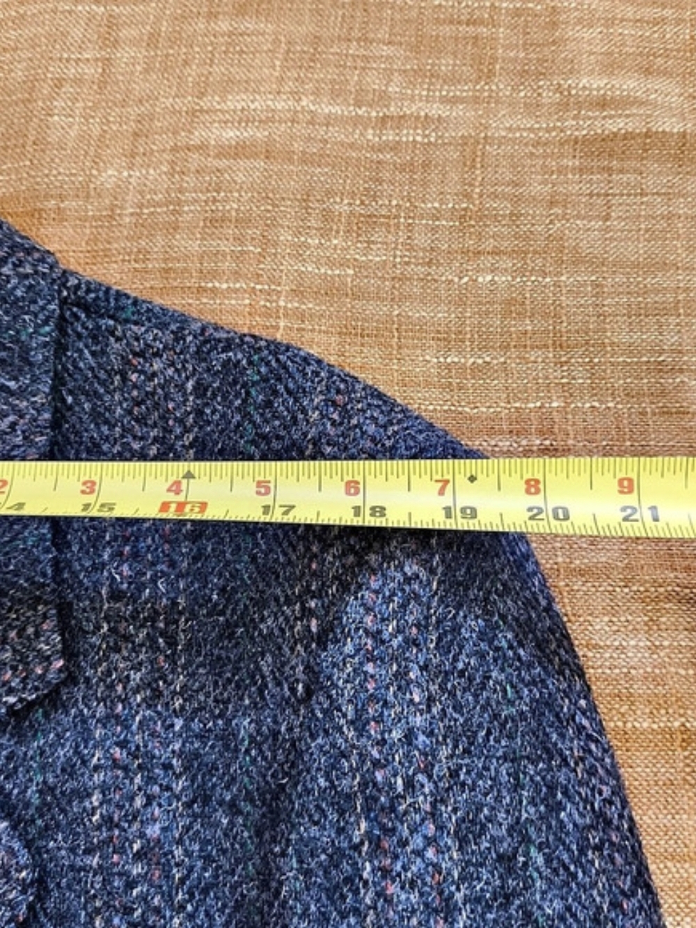 Harris Tweed Wool Sport Coat Striped Herringbone Slate Blue Grey Rust Size 46R - Picture 12 of 16